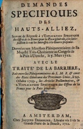 Demandes specifiques des Hauts-Alliez