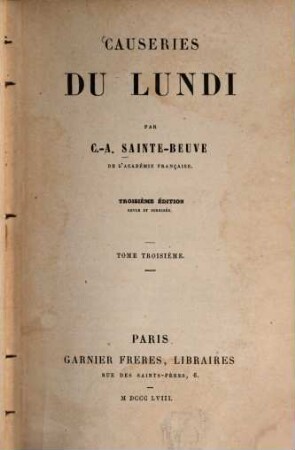 Causeries du lundi, 3