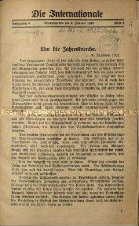 Sozialistische Zeitschrift begründet von Rosa Luxemburg und Franz Mehring, Jg. 1923
