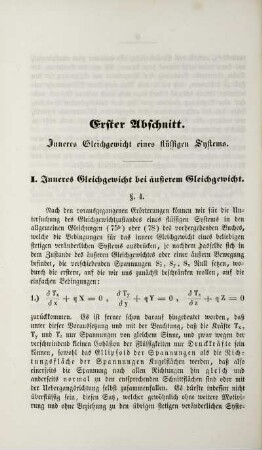 Erster Abschnitt. Inneres Gleichgewicht eines flüssigen Systems.