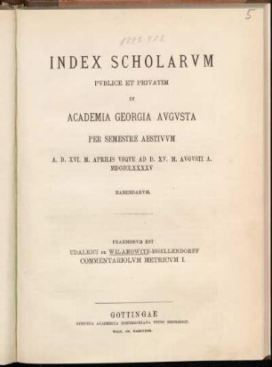 1895_SS: Index scholarum publice et privatim in Academia Georgia Augusta ... habendarum