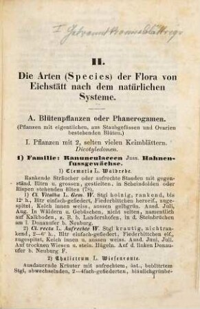 Prodromus florae Eystettensis : Versuch einer systematischen Characteristik der in der näheren und ferneren Umgebung Eichstätt's wildwachsenden Gefäßpflanzen, 2. Die Arten