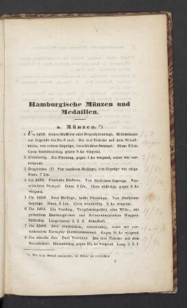 Hamburgische Münzen und Medaillen. a. Münzen