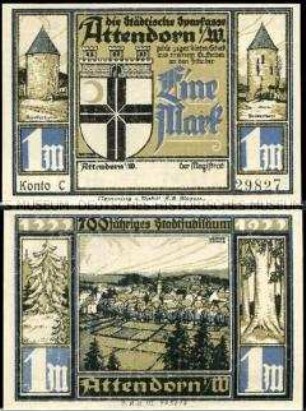 Attendorn, Notgeldserie, 1 Mark