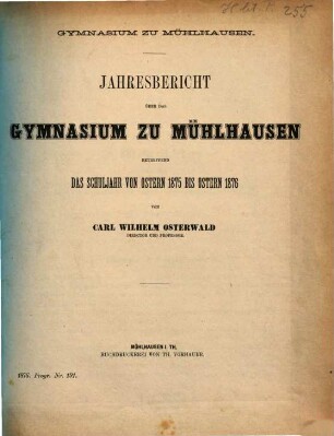Jahres-Bericht : Ostern .... 1875/76