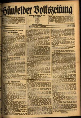 Ausgabe vom Donnerstag, den 01. Juli 1920.