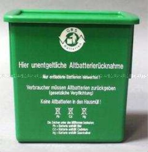 Sammelbehälter zur unentgeltlichen Altbatterie-Rückname