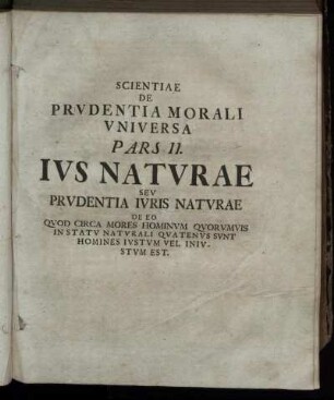Pars II. Ius Naturae