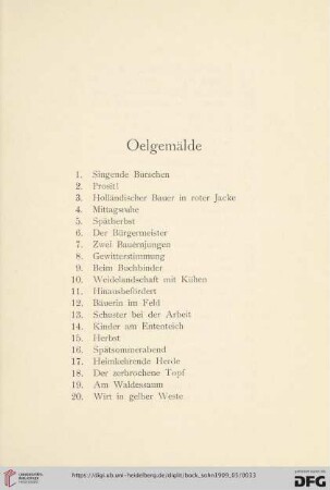 Oelgemälde (Nr. 1-153)