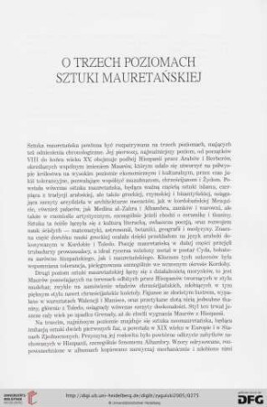O trzech poziomach sztuki mauretańskiej