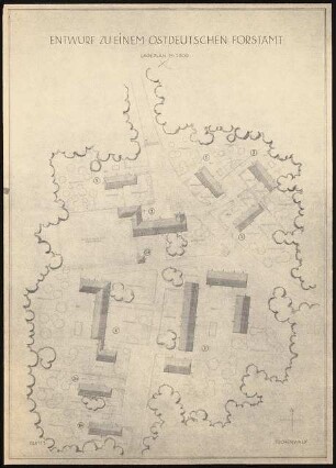 Ostdeutsches Forstamt Schinkelwettbewerb 1944: Lageplan 1:500