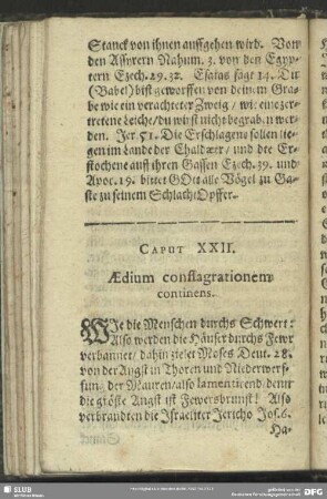 Caput XXII. Aedium conflagrationem continens