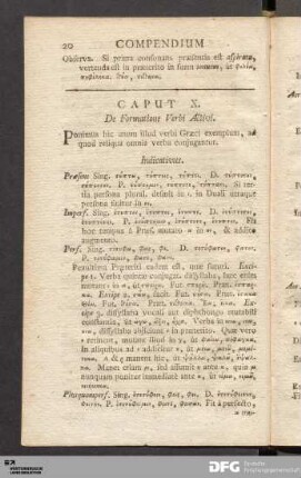 Caput X. De Formatione Verbi Activi