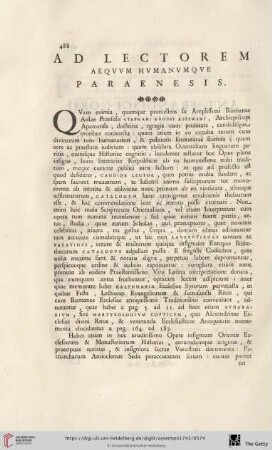 Ad Lectorem aeqvvm hvmanvmqve Paraenesis