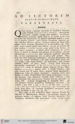 Ad Lectorem aeqvvm hvmanvmqve Paraenesis