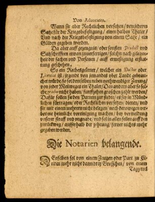 Die Notarien belangende.