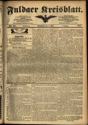 Erste Ausgabe vom Samstag, den 02. Mai 1908.