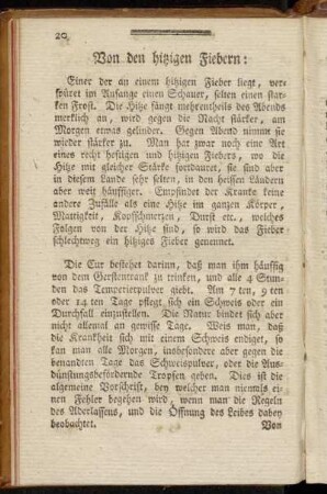 Von den hitzigen Fiebern:
