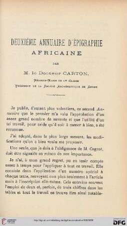 Sér. 4: Deuxième annuaire d'epigraphie africaine