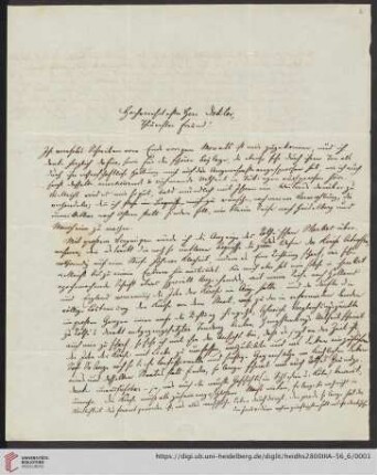 Korrespondenz Isaak Dorner / Carl Ullmann: Brief von Isaak August Dorner an Carl Ullmann