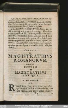 Caput II De Magistratibus Romanorum eiusque