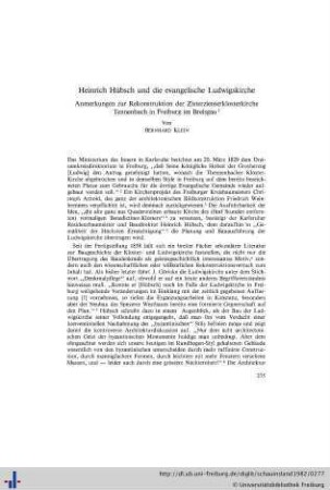 Heinrich Hübsch und die evangelische Ludwigskirche – Anmerkungen zur Rekonstruktion der Zisterzienserklosterkirche Tennenbach in Freiburg im Breisgau.