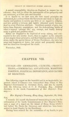Chapter VII. Chusan - its geography, - climate, - productions, - commercial advantages, ...