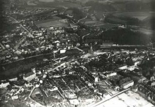 Waldheim. Stadtzentrum. Luftbild-Schrägaufnahme