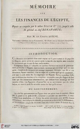 Mémoire sur les finances de l'Égypte