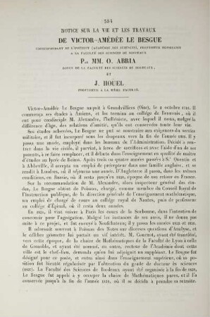 Notice sur la vie et les travaux de Victor-Amédée Le Besgue.