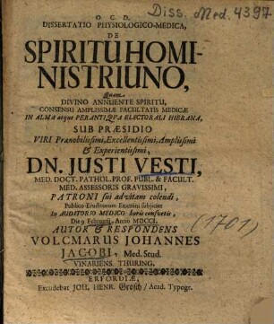 Dissertatio Physiologico-Medica, De Spiritu Hominis Triuno