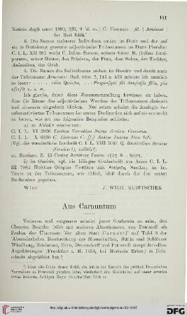14: Aus Carnuntum, [1]