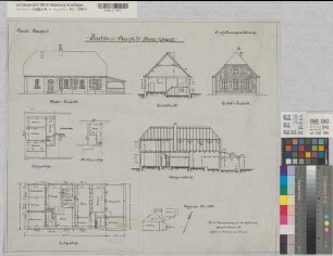 Raesfeld (Raesfeld) Forsthaus Ansichten, Schnitte, Grundrisse, Lageplan 1913 1 : 100/500 53 x 61 Zeichnung Landsberg-Velensches Bauamt Landsberg-Velen