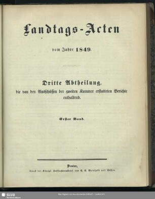 1849,1: Landtags-Acten / Die Protocolle der 2. Kammer