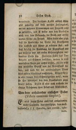 52-58, Von dem anhaltenden einfachen Fieber (Febris continua simplex)