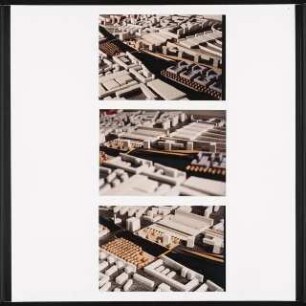 Neugestaltung der Spreeufer zwischen Jannowitzbrücke und Elsenbrücke, Berlin-Friedrichshain Schinkelwettbewerb 1991: Album mit Modellansichten, beidseitig