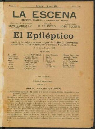 El epiléptico : drama en dos actos y en prosa