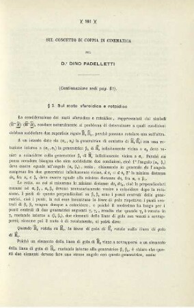 Sul concetto di coppia in Cinematica.