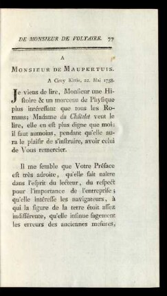 A Monsieur de Maupertuis.