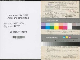 Entnazifizierung Wilhelm Becker, geb. 01.08.1889 (Bankangest.)