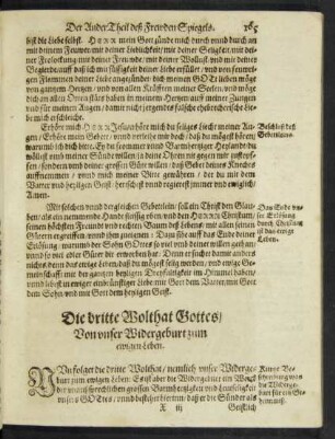 Die dritte Wolthat Gottes/ Von unser Widergeburt zum ewigen Leben.