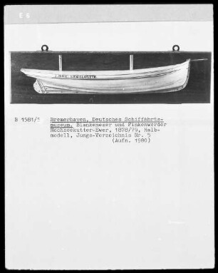 Blankeneser und Finkenwerder Hochseekutter-Ewer, 1878/1879 Halbmodell, Junge-Verzeichnis Nr. 5