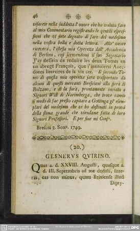 (20.) Gesnerus Quirino