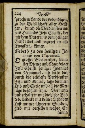 Gebeth zu den heiligen Joannes von Nepomuck.