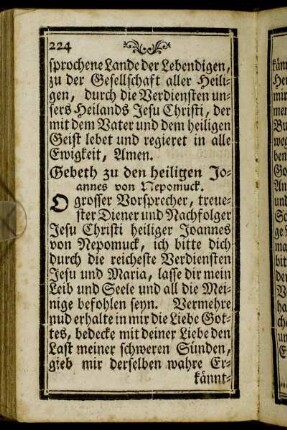 Gebeth zu den heiligen Joannes von Nepomuck.