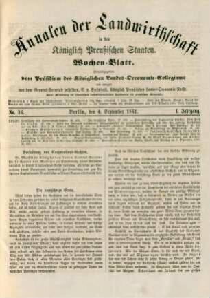 No. 36. Berlin, den 4. September 1861. I. Jahrgang.