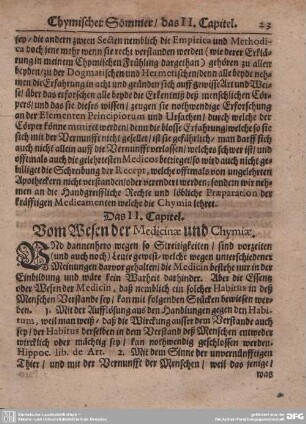 Das II. Capitel. Vom Wesen der Medicinae und Chymiae.