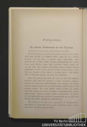 Prolegomena. De natura, fundamento et usu Physicae.