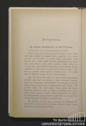Prolegomena. De natura, fundamento et usu Physicae.