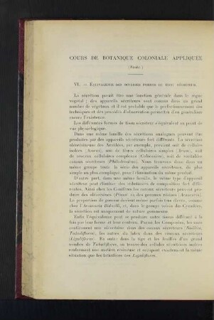 Cours De Botanique Coloniale Appliquée.